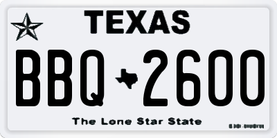 TX license plate BBQ2600