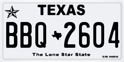 TX license plate BBQ2604