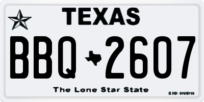 TX license plate BBQ2607