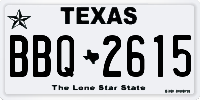 TX license plate BBQ2615