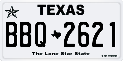 TX license plate BBQ2621