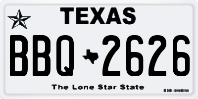 TX license plate BBQ2626