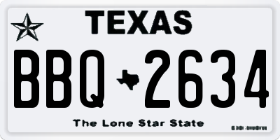 TX license plate BBQ2634