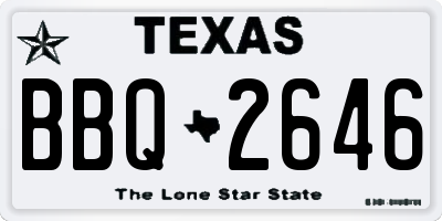 TX license plate BBQ2646