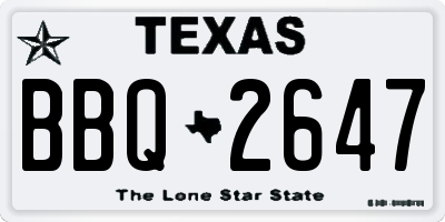 TX license plate BBQ2647
