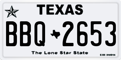 TX license plate BBQ2653
