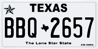 TX license plate BBQ2657