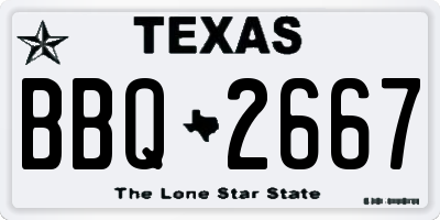 TX license plate BBQ2667