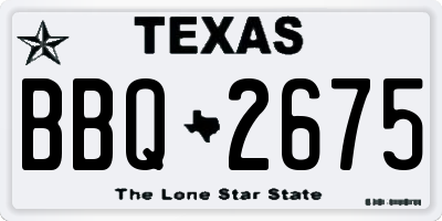 TX license plate BBQ2675