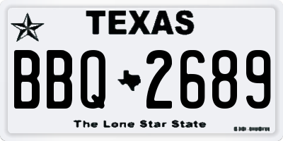 TX license plate BBQ2689