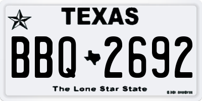 TX license plate BBQ2692