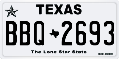 TX license plate BBQ2693