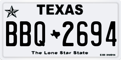 TX license plate BBQ2694
