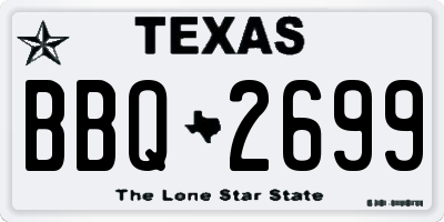 TX license plate BBQ2699