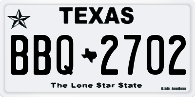 TX license plate BBQ2702