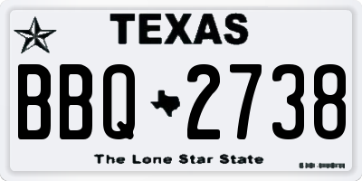 TX license plate BBQ2738