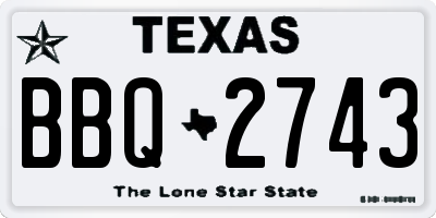 TX license plate BBQ2743