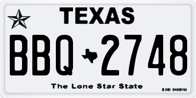 TX license plate BBQ2748