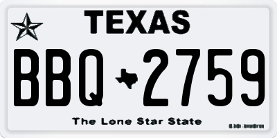 TX license plate BBQ2759