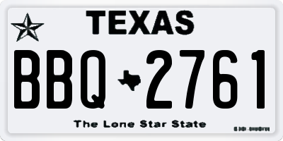 TX license plate BBQ2761