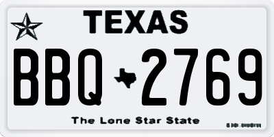 TX license plate BBQ2769