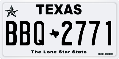 TX license plate BBQ2771