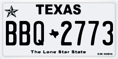 TX license plate BBQ2773