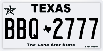 TX license plate BBQ2777