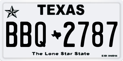 TX license plate BBQ2787