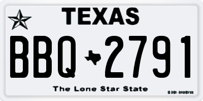 TX license plate BBQ2791