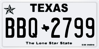 TX license plate BBQ2799