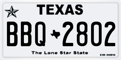 TX license plate BBQ2802