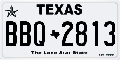 TX license plate BBQ2813