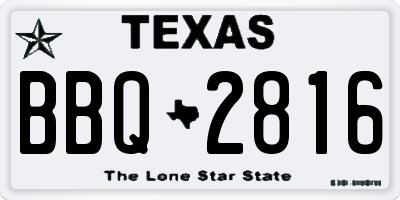 TX license plate BBQ2816