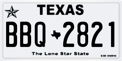 TX license plate BBQ2821