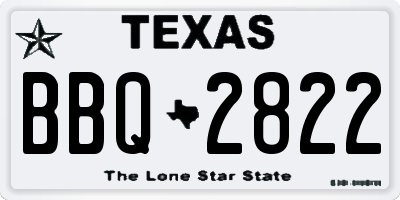 TX license plate BBQ2822