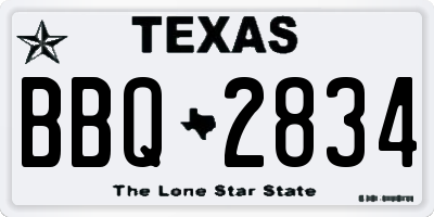 TX license plate BBQ2834