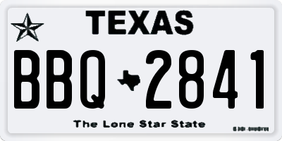 TX license plate BBQ2841