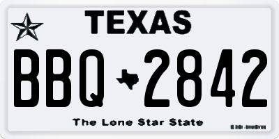 TX license plate BBQ2842