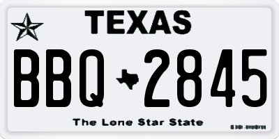 TX license plate BBQ2845