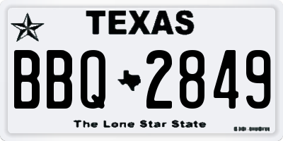 TX license plate BBQ2849