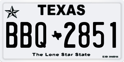 TX license plate BBQ2851
