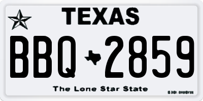 TX license plate BBQ2859