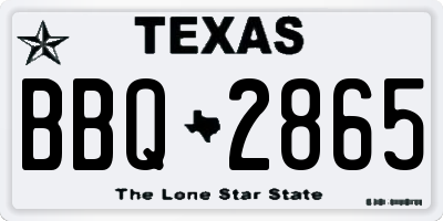 TX license plate BBQ2865
