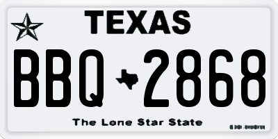 TX license plate BBQ2868