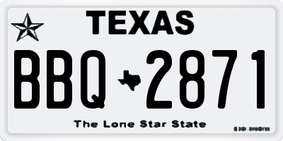 TX license plate BBQ2871