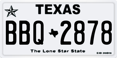 TX license plate BBQ2878