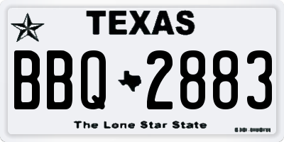 TX license plate BBQ2883