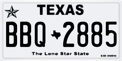 TX license plate BBQ2885