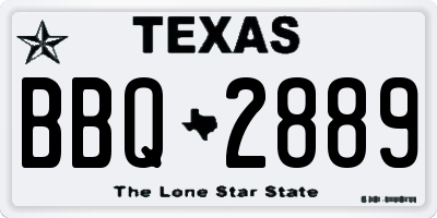 TX license plate BBQ2889